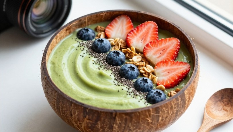 Matcha-Monster-Bowl mit frischem Gemüse