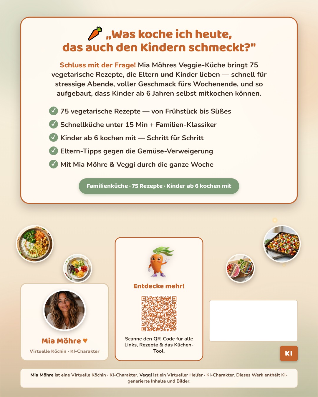Backcover: Mia Möhres Veggie-Küche — mit Mia Möhre und Veggi